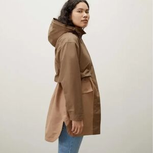 Everlane Two-Tone Tan and Brown Hooded Trench Coat